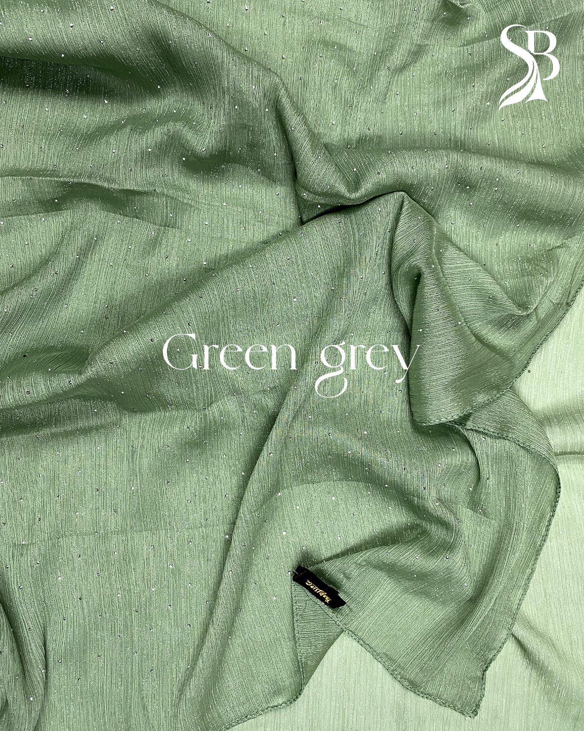 Premium Stone Hijab Green Grey